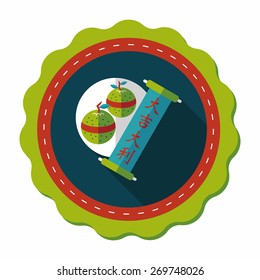 Chinese New Year flat icon with long shadow,eps10, Chinese lucky orange means "Wish you whole year will be lucky and propitious."