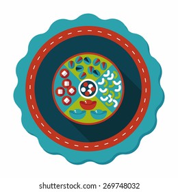 Chinese New Year flat icon with long shadow,eps10, Chinese desserts plate include nuts, candies and cookies.