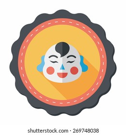 Chinese New Year flat icon with long shadow,eps10, Maitreya doll decoration means "Bless you have wealth, monasticism and popularity."