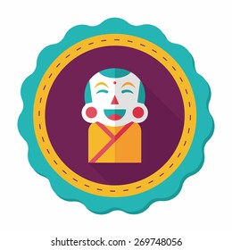 Chinese New Year flat icon with long shadow,eps10, Maitreya doll decoration means "Bless you have wealth, monasticism and popularity."