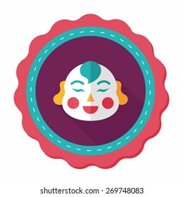 Chinese New Year flat icon with long shadow,eps10, Maitreya doll decoration means "Bless you have wealth, monasticism and popularity."