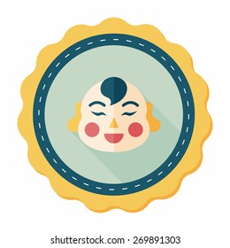 Chinese New Year flat icon with long shadow,eps10, Maitreya doll decoration means "Bless you have wealth, monasticism and popularity."