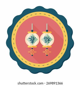 Chinese New Year flat icon with long shadow,eps10, Chinese festival couplets with lantern means " wish good luck and Spring comes."