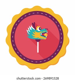 Chinese New Year flat icon with long shadow,eps10,The dragon and lion dancing head