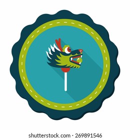 Chinese New Year flat icon with long shadow,eps10,The dragon and lion dancing head
