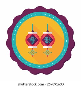 Chinese New Year flat icon with long shadow,eps10, Chinese festival couplets with lantern means " wish good luck and Spring comes."