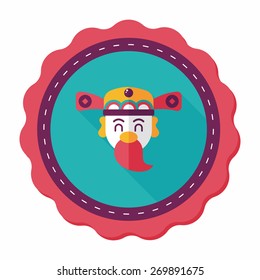 Chinese New Year flat icon with long shadow,eps10, God of wealth