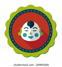 Chinese New Year flat icon with long shadow,eps10, Maitreya doll decoration means "Bless you have wealth, monasticism and popularity."
