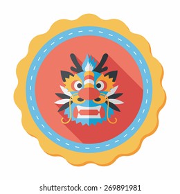 Chinese New Year flat icon with long shadow,eps10,The dragon and lion dancing head