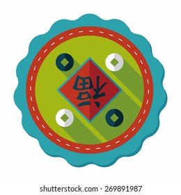 Chinese New Year flat icon with long shadow,eps10, Chinese couplets with Chinese word fu means " wish fortune and lucky comes"