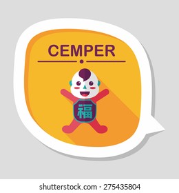 Chinese New Year flat icon with long shadow,eps10, Maitreya doll decoration means "Bless you have wealth, monasticism and popularity."