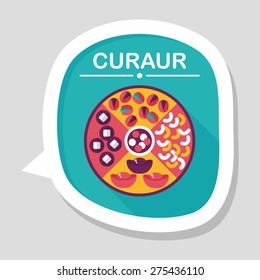 Chinese New Year flat icon with long shadow,eps10, Chinese desserts plate include nuts, candies and cookies.