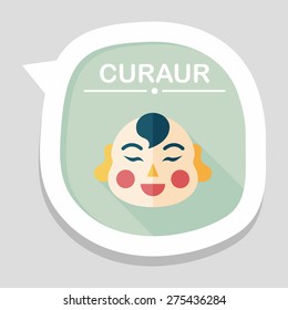 Chinese New Year flat icon with long shadow,eps10, Maitreya doll decoration means "Bless you have wealth, monasticism and popularity."