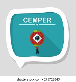 Chinese New Year flat icon with long shadow,eps10, Chinese festival couplets with lantern means " wish the arrival of spring."