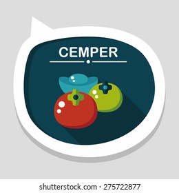 Chinese New Year flat icon with long shadow, eps10, Chinese lucky persimmon