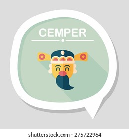Chinese New Year flat icon with long shadow,eps10, God of wealth