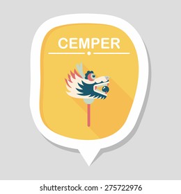 Chinese New Year flat icon with long shadow,eps10,The dragon and lion dancing head