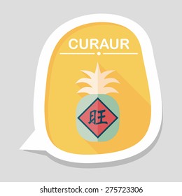 Chinese New Year flat icon with long shadow,eps10, when you send pineapple for your friends in Chinese New Year means you wish them will be wealthy this year.