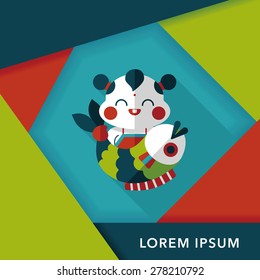 Chinese New Year flat icon with long shadow,eps10 Chinese Mascot means "May you always get more than you wish for." 