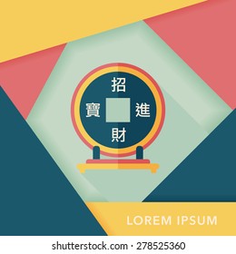 Chinese New Year flat icon with long shadow,eps10, Chinese decoration, Chinese words mean wish you can be wealthy and prosperity.