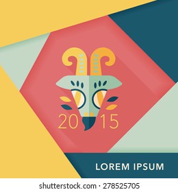 Chinese New Year flat icon with long shadow,eps10, Chinese Zodiac Year of the Goat, 2015
