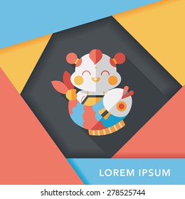 Chinese New Year flat icon with long shadow,eps10 Chinese Mascot means "May you always get more than you wish for." 