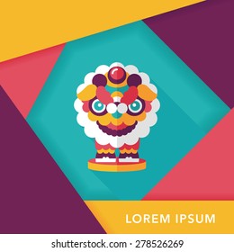 Chinese New Year flat icon with long shadow,eps10,The dragon and lion dancing head