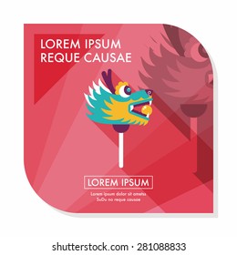 Chinese New Year flat icon with long shadow,eps10,The dragon and lion dancing head