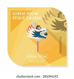 Chinese New Year flat icon with long shadow,eps10,The dragon and lion dancing head