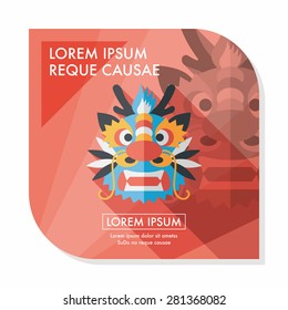 Chinese New Year flat icon with long shadow,eps10,The dragon and lion dancing head