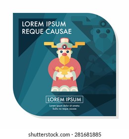 Chinese New Year flat icon with long shadow,eps10, God of wealth