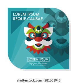 Chinese New Year flat icon with long shadow,eps10,The dragon and lion dancing head