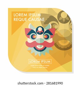 Chinese New Year flat icon with long shadow,eps10,The dragon and lion dancing head