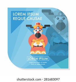 Chinese New Year flat icon with long shadow,eps10, God of wealth