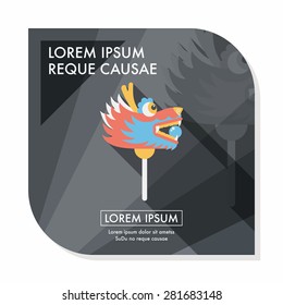 Chinese New Year flat icon with long shadow,eps10,The dragon and lion dancing head
