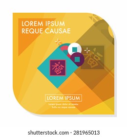 Chinese New Year flat icon with long shadow,eps10, Ancient coins lucky pendant means " wish good luck and fortune comes."