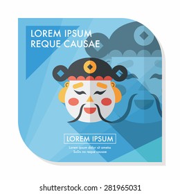 Chinese New Year flat icon with long shadow,eps10, God of wealth
