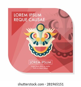 Chinese New Year flat icon with long shadow,eps10,The dragon and lion dancing head