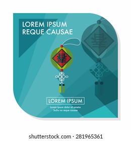 Chinese New Year flat icon with long shadow,eps10, Chinese festival couplets with lantern means " wish Spring comes."