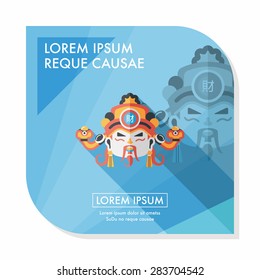 Chinese New Year flat icon with long shadow,eps10, God of wealth