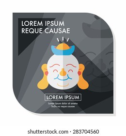 Chinese New Year flat icon with long shadow,eps10, Maitreya means "Bless you have wealth, monasticism and popularity."