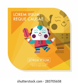 Chinese New Year flat icon with long shadow,eps10, Maitreya doll decoration means "Bless you have wealth, monasticism and popularity."