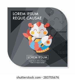 Chinese New Year flat icon with long shadow,eps10 Chinese Mascot means "May you always get more than you wish for." 