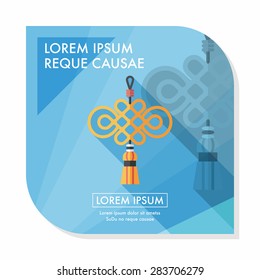 Chinese New Year flat icon with long shadow,eps10, lucky Chinese knot means " wish good luck and fortune comes."