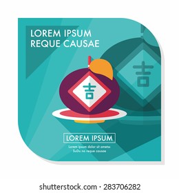 Chinese New Year flat icon with long shadow,eps10, Chinese lucky orange means "Wish you whole year will be lucky and propitious."