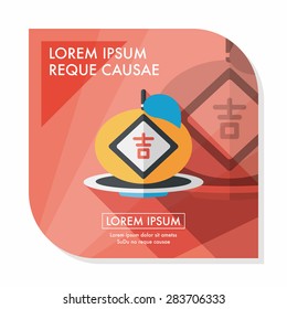 Chinese New Year flat icon with long shadow,eps10, Chinese lucky orange means "Wish you whole year will be lucky and propitious."