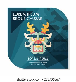 Chinese New Year flat icon with long shadow,eps10,The dragon and lion dancing head