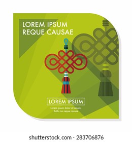 Chinese New Year flat icon with long shadow,eps10, lucky Chinese knot means " wish good luck and fortune comes."