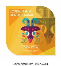 Chinese New Year flat icon with long shadow,eps10, Chinese Zodiac Year of the Goat, 2015