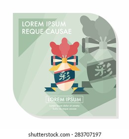 Chinese New Year flat icon with long shadow,eps10, lucky white radish with Chinese words means " Wish it can brings luck to you in the new year."